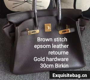 Hermes Birkin Bag Original Togo or Epsom Leather 30CM 17826 Coffee