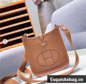 Hermes Evelyne original togo leather mini Shoulder Bag H15698 Brown