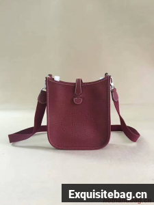 Hermes Evelyne original togo leather mini Shoulder Bag H15698 Burgundy