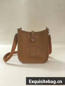 Hermes Evelyne original togo leather mini Shoulder Bag H15698 brown
