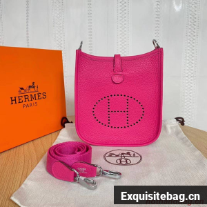 Hermes Evelyne original togo leather mini Shoulder Bag H15698 hot pink