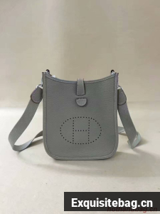 Hermes Evelyne original togo leather mini Shoulder Bag H15698 light grey
