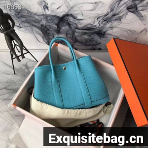 Hermes Garden Party 36cm 30cm Tote Bag Original Leather Light Blue