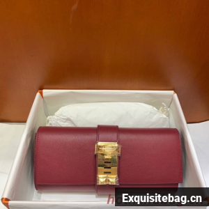 Hermes H Medor swift Leather Clutch 37566 Burgundy&gold hardware