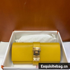 Hermes H Medor swift Leather Clutch 37566 yellow&Gold hardware