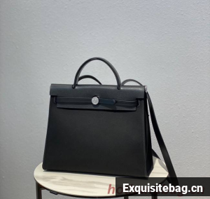 Hermes Herbag 31CM Original Canvas Leather & Calfskin 48887 black