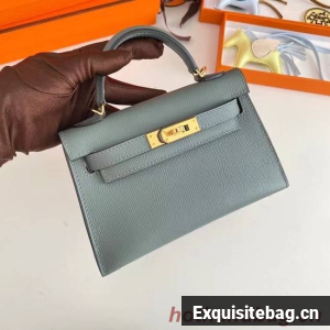 Hermes Kelly 19cm Shoulder Bags Epsom Leather KL19 Gold hardware Almond green