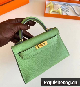 Hermes Kelly 19cm Shoulder Bags Epsom Leather KL19 Gold hardware Avocado Green