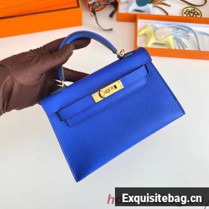 Hermes Kelly 19cm Shoulder Bags Epsom Leather KL19 Gold hardware Electro optic blue