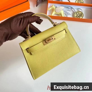 Hermes Kelly 19cm Shoulder Bags Epsom Leather KL19 Gold hardware lemon