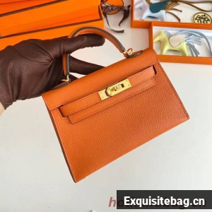 Hermes Kelly 19cm Shoulder Bags Epsom Leather KL19 Gold hardware orange