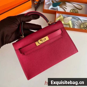 Hermes Kelly 19cm Shoulder Bags Epsom Leather KL19 Gold hardware rose