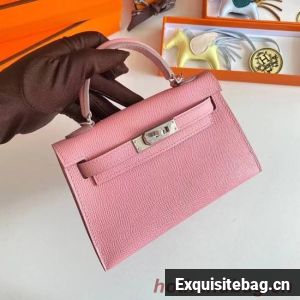 Hermes Kelly 19cm Shoulder Bags Epsom Leather KL19 Silver hardware pink