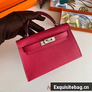 Hermes Kelly 19cm Shoulder Bags Epsom Leather KL19 Silver hardware rose