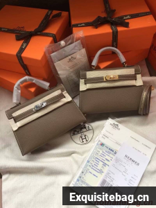 Hermes Kelly 19cm Shoulder Bags Epsom Leather KL19 dark grey