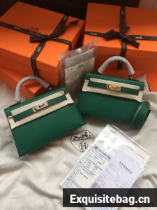 Hermes Kelly 19cm Shoulder Bags Epsom Leather KL19 green