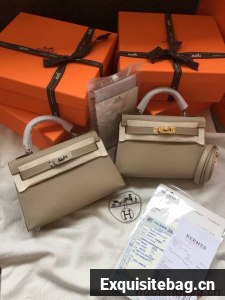 Hermes Kelly 19cm Shoulder Bags Epsom Leather KL19 grey