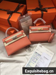 Hermes Kelly 19cm Shoulder Bags Epsom Leather KL19 pink