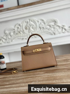 Hermes Kelly 19cm Shoulder Bags Original Epsom Leather KL19 Gray