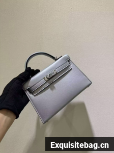 Hermes Kelly 19cm Shoulder Bags Original Swift Leather KL19 Silver