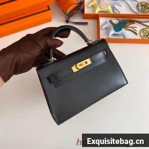 Hermes Kelly 19cm Shoulder Bags box Leather KL19 Gold hardware black