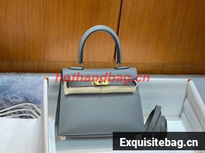 Hermes Kelly 20cm Shoulder Bags Epsom KL2750 Iron gray&gold