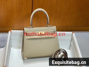 Hermes Kelly 20cm Shoulder Bags Epsom KL2750 Pearl grey&gold