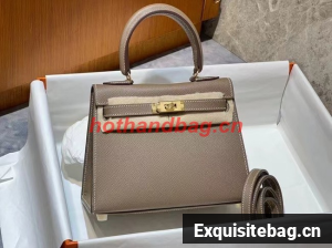 Hermes Kelly 20cm Shoulder Bags Epsom KL2750 gray&gold