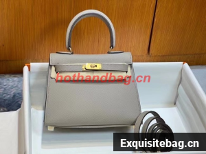 Hermes Kelly 20cm Shoulder Bags Epsom KL2750 light gray&gold