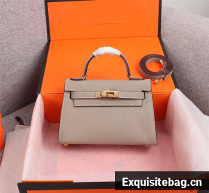 Hermes Kelly 20cm Tote Bag Original Epsom Leather KL20 Gray