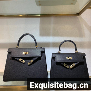 Hermes Kelly 22cm 25cm Tote Bag Original Epsom Leather Bag KL22 KL25 Black