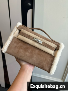 Hermes Kelly 22cm Tote Bag Suede Leather KL22 gray