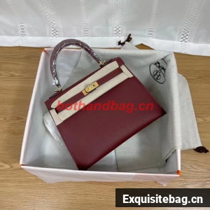 Hermes Kelly 25cm Shoulder Bags Epsom KL2755 Burgundy&gold-Tone Metal