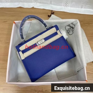 Hermes Kelly 25cm Shoulder Bags Epsom KL2755 Electrooptic blue&silver-Tone Metal