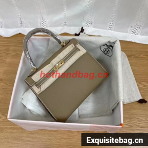Hermes Kelly 25cm Shoulder Bags Epsom KL2755 Elephant Grey&gold-Tone Metal