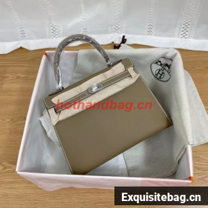Hermes Kelly 25cm Shoulder Bags Epsom KL2755 Elephant Grey&silver-Tone Metal