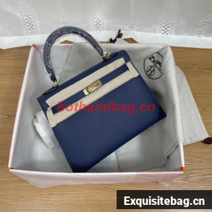 Hermes Kelly 25cm Shoulder Bags Epsom KL2755 Royal blue&gold-Tone Metal