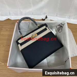 Hermes Kelly 25cm Shoulder Bags Epsom KL2755 black&gold-Tone Metal