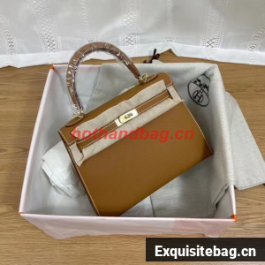 Hermes Kelly 25cm Shoulder Bags Epsom KL2755 brown&gold-Tone Metal