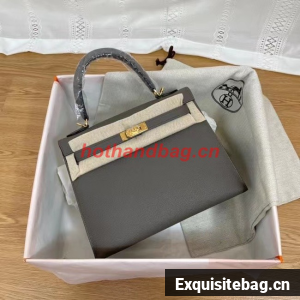Hermes Kelly 25cm Shoulder Bags Epsom KL2755 dark grey&gold-Tone Metal