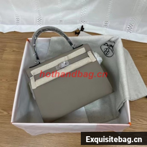Hermes Kelly 25cm Shoulder Bags Epsom KL2755 gray&silver-Tone Metal