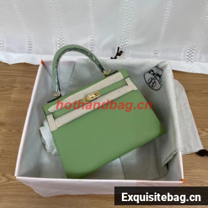 Hermes Kelly 25cm Shoulder Bags Epsom KL2755 green&gold-Tone Metal