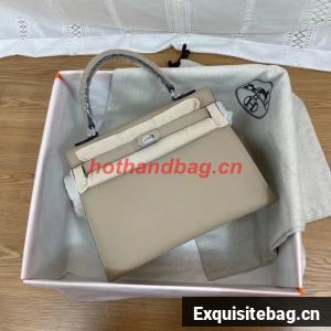 Hermes Kelly 25cm Shoulder Bags Epsom KL2755 light gray&silver-Tone Metal