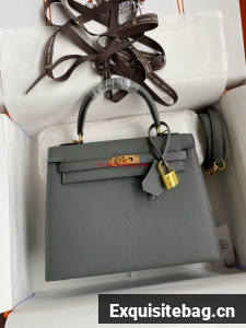 Hermes Kelly 25cm Shoulder Bags Original Epsom Leather KL2755 Vert amande Green&gold