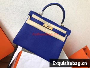 Hermes Kelly 25cm Shoulder Bags Togo KL2755 Electrooptic blue&gold