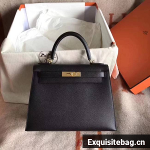Hermes Kelly 25cm Tote Bag Original Epsom Leather Bag KL25 Black
