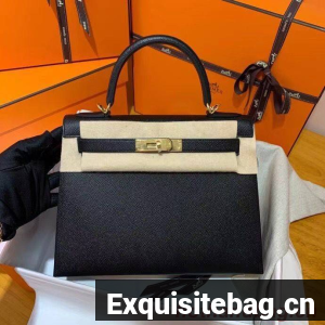 Hermes Kelly 28cm Shoulder Bags Epsom Leather KL28 Black