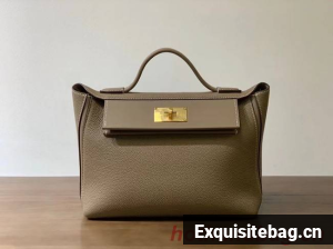 Hermes Kelly Original togo Leather Tote Bag H2424 gray
