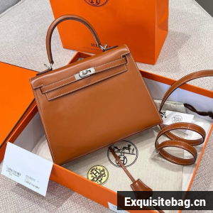 Hermes Kelly Shoulder Bags Smooth Box Leather KL2899 brown 