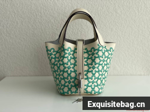 Hermes Mini Picotin 14 Lock Bags Original Swift Leather PL5302 Flower Green